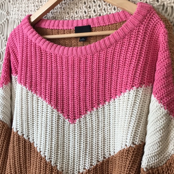 Lumière cropped chunky cable knit color block knit sweater sz M - Picture 2 of 7